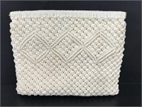 Vintage white macrame clutch handbag