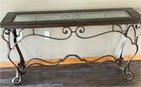 Thomasville Leather and Iron Console Table