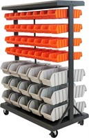 TRINITY Dual-Sided Mobile, Black Rolling Bin Rack