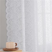 CaaMoo Lace Curtains 72 Inches Long 2 panels - whi
