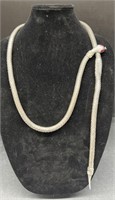 (BC) Silver Color Snake Necklace With Red Stone