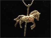 Sterling Silver Carousel Horse necklace - 12K