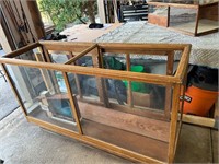 6ft wide wooded original glass display case