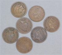 (7) 1901 Indian Head Pennies. Note 1 fair and 6