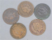 (5) 1903 Indian Head Pennies. Note: (4) Good and