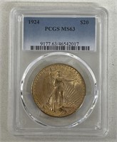 1924 $20 GOLD ST. GAUDENS GRADED COIN 1oz COIN