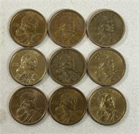 (9) SUSAN B. ANTHONY $1 COINS