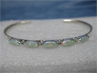Sterling Silver Opal Bracelet Hallmarked