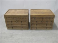 Two Vtg Solid Wood Drawer End Tables See Info