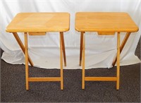 2 Solid Oak Folding TV Trays