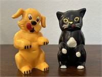 Vintage F&F Mold and Die Dog & Cat Salt n Pepper S