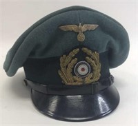 German WWII Military Dress Hat W/ Medal & Patch