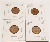 1860, ’62, ’63, ’64 CN Cents VF-XF