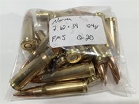 (20) Cartridges Norma 7.62x39, 124gr, FMJ