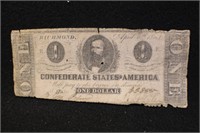 1863 $1 Confederate States of America Note