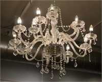 Pair of glass chandeliers with drops