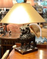 Chinese bronze bixi beast censer as table lamp