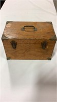 Wooden tackle box w/ vintage lures