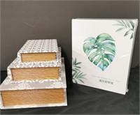 Photo album and Three Stackable Book Boxes