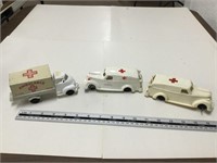 3 toy ambulances