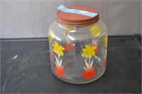 Antique 1 Gallon Painted Daffodil Flower Jar