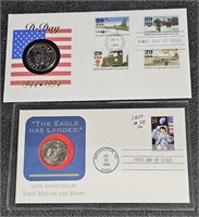 2 first day of issue coin/stamp D-Day 1944-1994