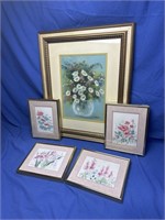 5PC lot of floral art