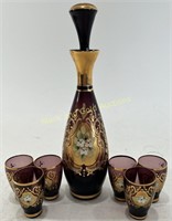 Vintage Murano Purple Glass Decanter & Glasses