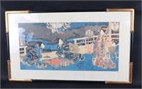 Japanese Woodblock "Fumizuki" Triptych 19th C.
