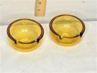 Vintage Amber/Yellow Glass Ashtrays