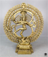 Solid Cast Brass Dancing Shiva Figurine