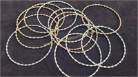Group Of 12 Metal Bangle Bracelets - Lot B