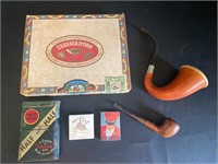 Vintage Pipes matches Tin Cigar Box