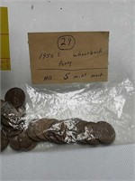 29 - 1950's wheat back pennies s mint mark