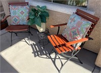 U - PATIO CHAIRS, CUSHIONS, SMALL TABLE, PLANT (Y4