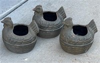 3 terracotta rooster planters