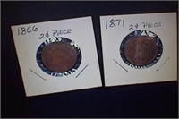 1866 and 1871 Two-Cent Piece Coins