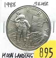 1988 Moon Landing silver coin