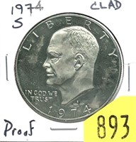 1974-S Proof clad Eisenhower dollar