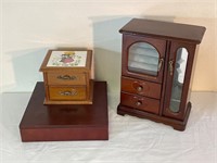 3 - wooden jewelry boxes (1 musical)