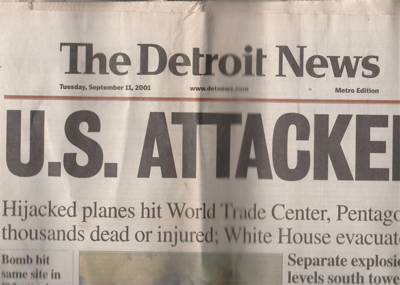 Front Page News for Sept 11 2001 & Sept 12 2001