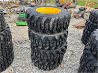 4 Unused 12-16.5 Tires on Yellow Wheels