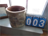 3 GALLON CROCK LETTERED - SEE PHOTOS- HAS CHIP