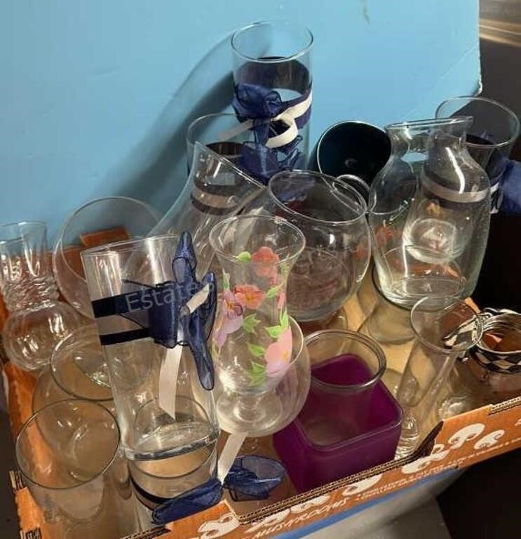 VASES AND GLASSWARE FISHBOWL VASES , CYLINDERS,