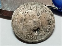 OF) 1891 seated liberty silver dime