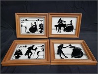 4 picture frames with silhouette art by