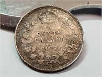 OF) Better grade 1917 Canada silver five cents