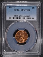 1942-D LINCOLN CENT PCGS MS67RD