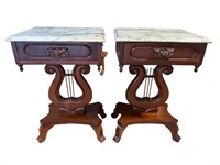 2 VICTORIA CHERRY MARBLE TOP STANDS