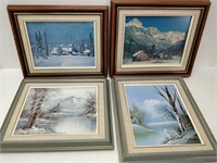 4 winter pictures in frame